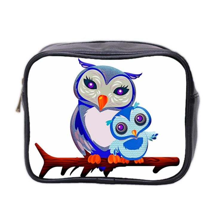 Owl Mother Owl Baby Owl Nature Mini Toiletries Bag (Two Sides)