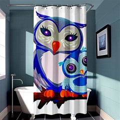 Owl Mother Owl Baby Owl Nature Shower Curtain 36  X 72  (stall)  by Sudhe