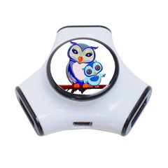 Owl Mother Owl Baby Owl Nature 3-port Usb Hub by Sudhe