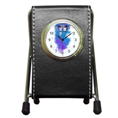 Tattoo Tardis Seventh Doctor Doctor Pen Holder Desk Clock by Sudhe