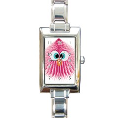 Bird Fluffy Animal Cute Feather Pink Rectangle Italian Charm Watch by Sudhe