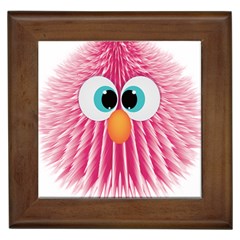 Bird Fluffy Animal Cute Feather Pink Framed Tiles by Sudhe