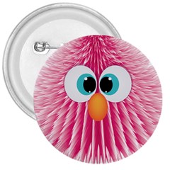 Bird Fluffy Animal Cute Feather Pink 3  Buttons by Sudhe