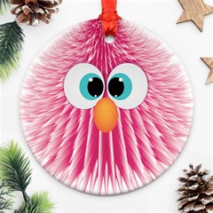 Bird Fluffy Animal Cute Feather Pink Ornament (round) by Sudhe