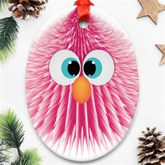 Bird Fluffy Animal Cute Feather Pink Ornament (oval) by Sudhe