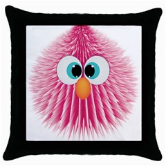 Bird Fluffy Animal Cute Feather Pink Throw Pillow Case (black) by Sudhe