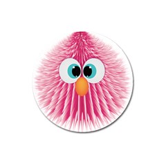 Bird Fluffy Animal Cute Feather Pink Magnet 3  (round) by Sudhe