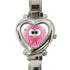 Bird Fluffy Animal Cute Feather Pink Heart Italian Charm Watch by Sudhe