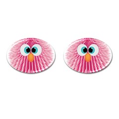 Bird Fluffy Animal Cute Feather Pink Cufflinks (oval)