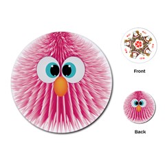 Bird Fluffy Animal Cute Feather Pink Playing Cards Single Design (round) by Sudhe