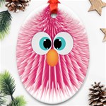 Bird Fluffy Animal Cute Feather Pink Oval Ornament (Two Sides) Back