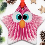 Bird Fluffy Animal Cute Feather Pink Star Ornament (Two Sides) Front