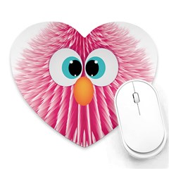 Bird Fluffy Animal Cute Feather Pink Heart Mousepads by Sudhe