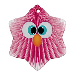 Bird Fluffy Animal Cute Feather Pink Ornament (snowflake) by Sudhe