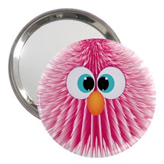 Bird Fluffy Animal Cute Feather Pink 3  Handbag Mirrors by Sudhe