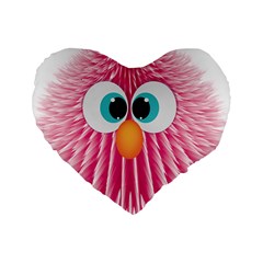 Bird Fluffy Animal Cute Feather Pink Standard 16  Premium Heart Shape Cushions by Sudhe