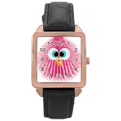 Bird Fluffy Animal Cute Feather Pink Rose Gold Leather Watch  by Sudhe