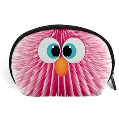 Bird Fluffy Animal Cute Feather Pink Accessory Pouch (large) by Sudhe