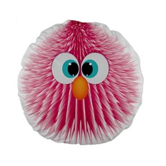 Bird Fluffy Animal Cute Feather Pink Standard 15  Premium Flano Round Cushions by Sudhe