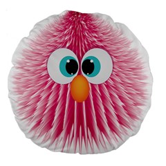 Bird Fluffy Animal Cute Feather Pink Large 18  Premium Flano Round Cushions by Sudhe