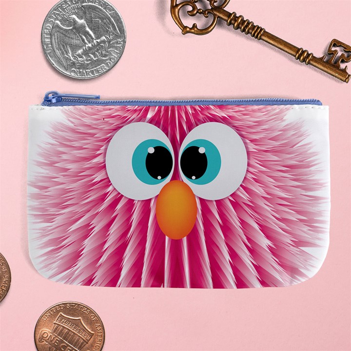 Bird Fluffy Animal Cute Feather Pink Large Coin Purse