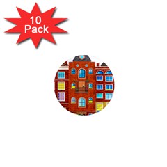 Town Buildings Old Brick Building 1  Mini Magnet (10 Pack)  by Sudhe