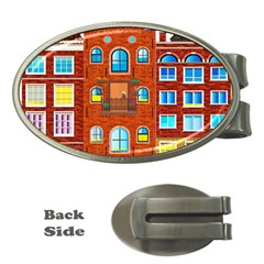 Town Buildings Old Brick Building Money Clips (oval)  by Sudhe