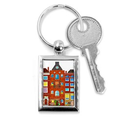 Town Buildings Old Brick Building Key Chain (rectangle) by Sudhe