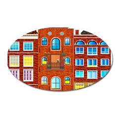 Town Buildings Old Brick Building Oval Magnet by Sudhe