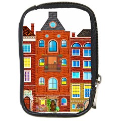 Town Buildings Old Brick Building Compact Camera Leather Case by Sudhe