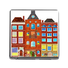 Town Buildings Old Brick Building Memory Card Reader (square 5 Slot) by Sudhe