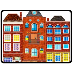 Town Buildings Old Brick Building Fleece Blanket (large)  by Sudhe