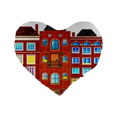 Town Buildings Old Brick Building Standard 16  Premium Heart Shape Cushions by Sudhe