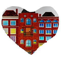 Town Buildings Old Brick Building Large 19  Premium Heart Shape Cushions