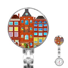 Town Buildings Old Brick Building Stainless Steel Nurses Watch by Sudhe