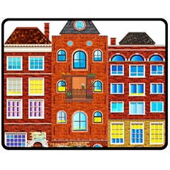 Town Buildings Old Brick Building Double Sided Fleece Blanket (medium)  by Sudhe