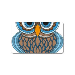 Owl Drawing Art Vintage Clothing Blue Feather Magnet (name Card) by Sudhe