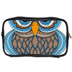 Owl Drawing Art Vintage Clothing Blue Feather Toiletries Bag (one Side) by Sudhe