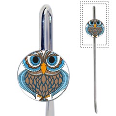 Owl Drawing Art Vintage Clothing Blue Feather Book Mark by Sudhe