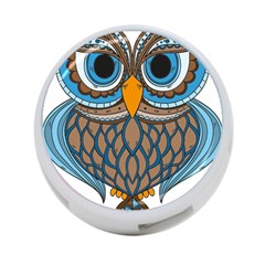 Owl Drawing Art Vintage Clothing Blue Feather 4-port Usb Hub (two Sides) by Sudhe