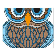 Owl Drawing Art Vintage Clothing Blue Feather Double Sided Flano Blanket (large)  by Sudhe