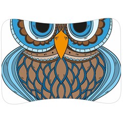 Owl Drawing Art Vintage Clothing Blue Feather Velour Seat Head Rest Cushion by Sudhe