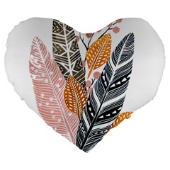 Feather Feathers Large 19  Premium Heart Shape Cushions