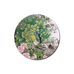 Peafowl Peacock Feather Beautiful Rubber Coaster (round)  by Sudhe