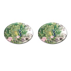 Peafowl Peacock Feather Beautiful Cufflinks (oval) by Sudhe