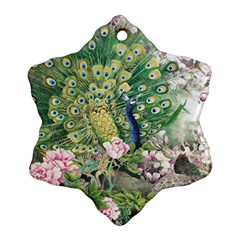 Peafowl Peacock Feather Beautiful Snowflake Ornament (two Sides) by Sudhe