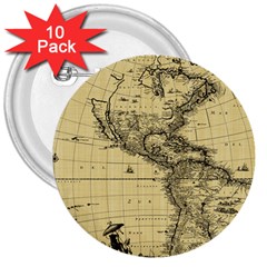 Map Vintage Old Ancient Antique 3  Buttons (10 Pack)  by Sudhe