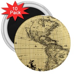 Map Vintage Old Ancient Antique 3  Magnets (10 Pack)  by Sudhe