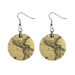 Map Vintage Old Ancient Antique Mini Button Earrings