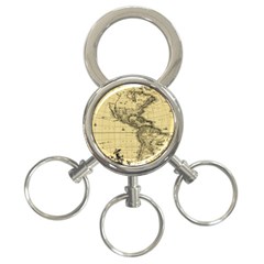 Map Vintage Old Ancient Antique 3-ring Key Chain by Sudhe